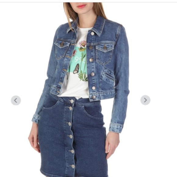 maje cropped denim jacket